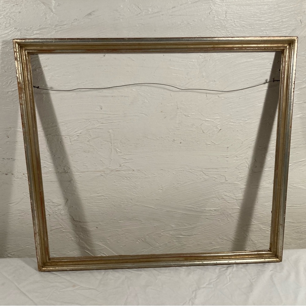 Vintage silver leaf wood custom art frame, gold accents, custom  no corner cuts